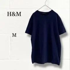 H&M エイチアンドエム スリムフィット Vネック Tシャツ ネイビー M