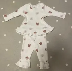 ジェラピケ　ジェラートピケ　長袖リブセットアップ　長ズボン　犬柄　70 80