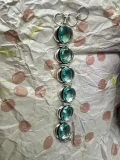 インド手作り高級感ある aquamarine s925 bracelet