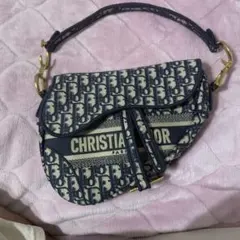 Christian Dior サドルバッグ ネイビー/ベージュ