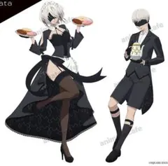 ニーアオートマタ2B 9SドーナツコラボアクリルスタンドDecottoアニメイト ニーアオートマタ2B 9Sメイド服風アクスタ ドーナツDecottoアニメイト