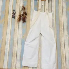 レディース　ホワイトサロペット　オールインワン ワイドレッグ　S