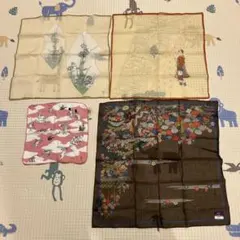 ハンカチ4枚セット　竹久夢二・ボストン美術館コレクション・鳥獣戯画