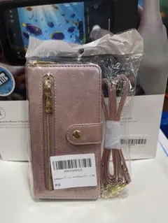 iPhone 15 用 ピンク財布型ケース