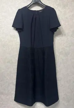 Reflect ワンピース ネイビー 異素材切り替え　ひざ丈 裏地付　11のサムネイル