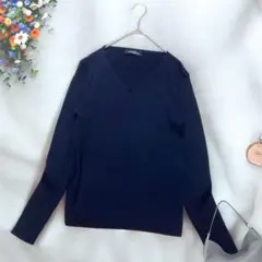 《UNITED ARROWS》 ニットセーター ネイビー リブニット 薄手