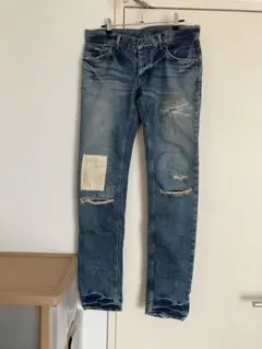 プレッジ　ダメージ加工 ストレートデニム パッチワークのサムネイル