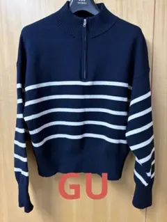 GU 長袖　ハーフジップ セーター ボーダー XL