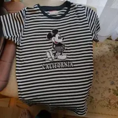 半袖　ミッキーTシャツ　刺繍　ボーダー