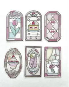 新品未使用　グラスパーラー　ピンクソーダー　ケーキ　ねこ　全6枚セット