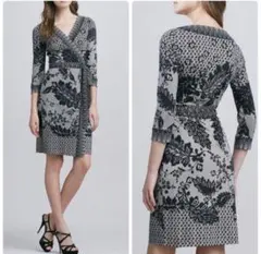 美品♡DVF　シルク　花柄レースプリント　ラップワンピース　カシュクール　US4