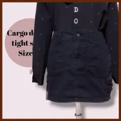 カーゴデザインタイトスカート　ブラック　M　カジュアル　Y2K　ギャル　ミニスカ