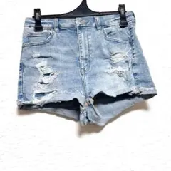 美品★アメリカンイーグル ダメージデニム ショートパンツ 古着 L カジュアル