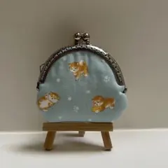 ハンドメイド がま口 財布 柴犬 子犬柄