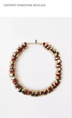 CONTRAST RHINESTONE NECKLACE ゴールド レッドのサムネイル
