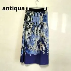 antiqua アンティカ アート柄 フレアスカート ブルー系 総柄 Fのサムネイル
