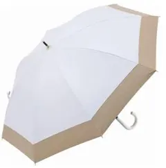 新品mm★（ホワイト）50cm　ショート晴雨兼用傘バイカラー切継ぎ無地（日傘