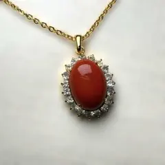 ヴィンテージ オーバルストーン ネックレス ゴールドカラー 美品