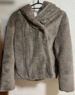 ベージュ フード付き ボアジャケット Sサイズ