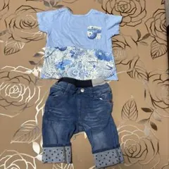センスオブワンダー　水色Tシャツとデニムパンツセットのサムネイル