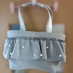 タグ新品☆アンドラブ☆フリル＆パールが可愛い♪超軽ショルダーカゴバッグ☆シルバーのサムネイル