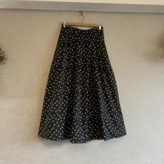 【美品】SLOBE IENA☆ランダムタックスカート ブラック ドット柄