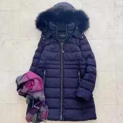 極美品　ナノユニバース　西川ダウン　サージロングダウン　ネイビー　38