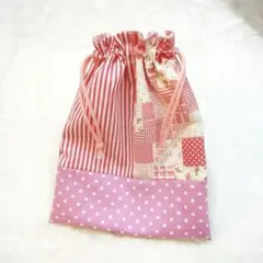 ハンドメイド 巾着 小物入れ 給食袋 小花柄 女の子