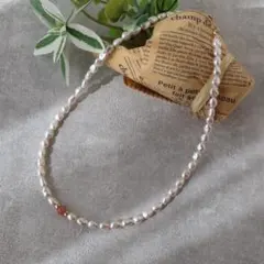 パールとインカローズのネックレス　春夏　カジュアル　きれいめ　高品質　ケシ