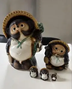 たぬき置物 信楽焼 2体セット 38年前の物 年代物 - メルカリ