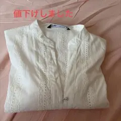 ZARA ホワイト レースディテール 長袖シャツのサムネイル