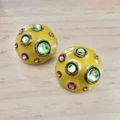 レア TARATATA タラタタライトグリーン カラーストーン 大ぶりイヤリング