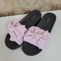 Honeys　リボンフラットサンダル　ピンク　LL　タグ付き