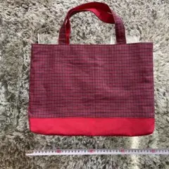 ファミリア風チェック　レッスンバック　トートバッグ　ハンドメイド