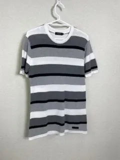 ブラックレーベルクレストブリッジコットン半袖ストライプニットTシャツ　サイズM