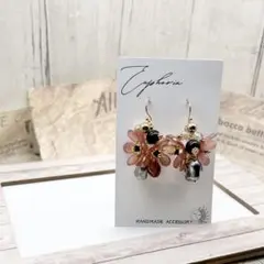 ★大ぶりフラワーピアス★レッド