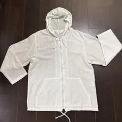 jean jaures メッシュパーカー L 白 薄手 夏用 ポリエステル混