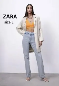 ◆ ZARA ザラ　オーバーシルエット　リネン　チェスターコート　Lのサムネイル