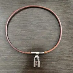 HERMES エルメス レザーチョーカー ネックレス ブラウン 約48cm - メルカリ