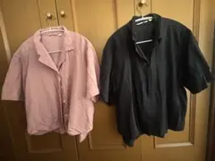 ユニクロ　UNIQLO リネンブレンドオープンカラーシャツ（半袖）