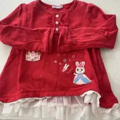 MIKI HOUSE レッド 長袖トレーナー 刺繍 レースのサムネイル