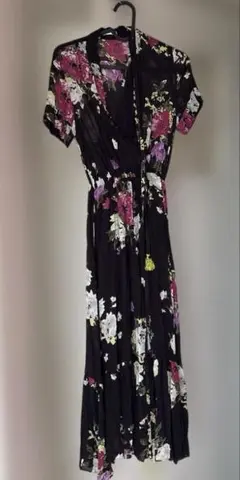 フレイアイディー 花柄マキシドレス 黒