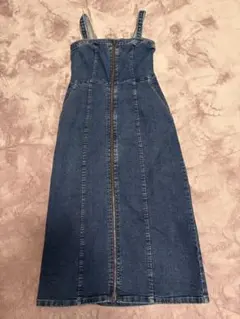 美品GU Mサイズ　伸縮性のびのびデニム　ジャンスカ　ジャンパースカート