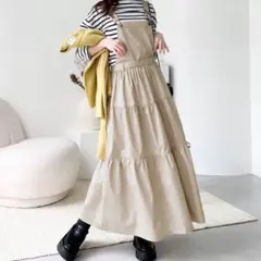 《Java ジャバコラボ 着映え力抜群》2way ティアードサロペットワンピース