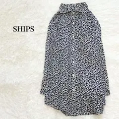 シップス コットンリネンシャツ 羽織り ロング丈 花柄 ユニセックス カジュアル