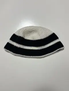 クラッシャーハット ストライプ編み物ハット ビーニー バケットハット