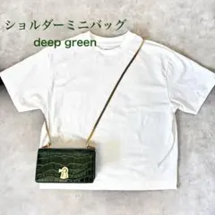 ミニショルダーバッグ クロコ型押し グリーン ゴールドチェーン