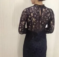 ZARA／ネイビー総レース オケージョンドレス