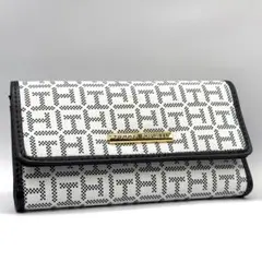 トミーヒルフィガー 長財布 ホワイト THモノグラム 多機能 パスポート収納