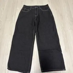 ダークデニム ワイドレッグパンツ